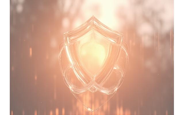 Representación conceptual de seguridad y protección de datos digitales sobre un fondo suavemente texturizado de tonos tierra y rosados.